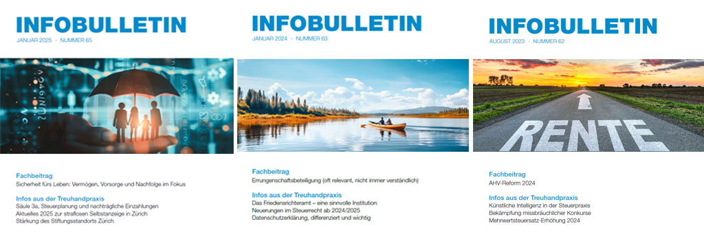 Hohe, aktuelle Fachkompetenz in den Bereichen Steuer-, Rechts- und Wirtschaftsberatung, Rechnungswesen, Treuhand sowie Vorsorge/Nachlass.